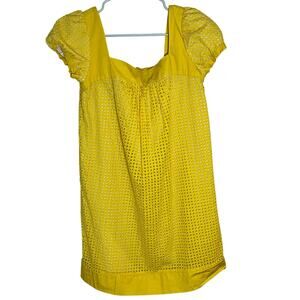 Vintage London Times Yellow Eyelet Cotton Dress Size 6